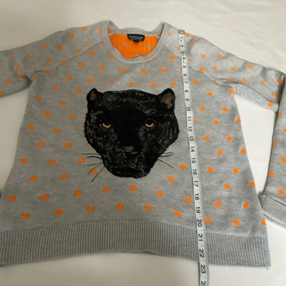 TopShop Jaquard Polka Dot Knit Sweater  Round Neck Size 4